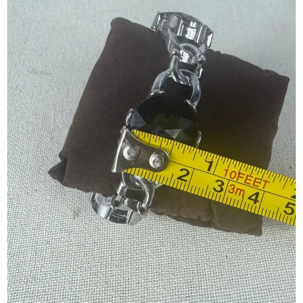 Silver Plated and Black Stretch Bracelet